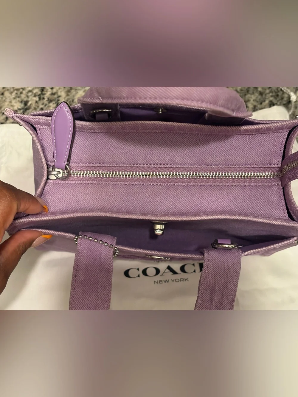 Coach Lilac Canvas Tote with Logo
